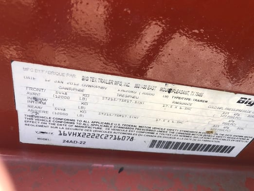 Used 2012 Big Tex 24AD-20