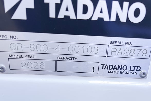 New Tadano GR-800XL-4 on Used 2026 Tadano Carrier Tadano Carrier