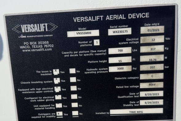 Used 2023 Versalift VN-555-MHI on Used 2024 International HV607
