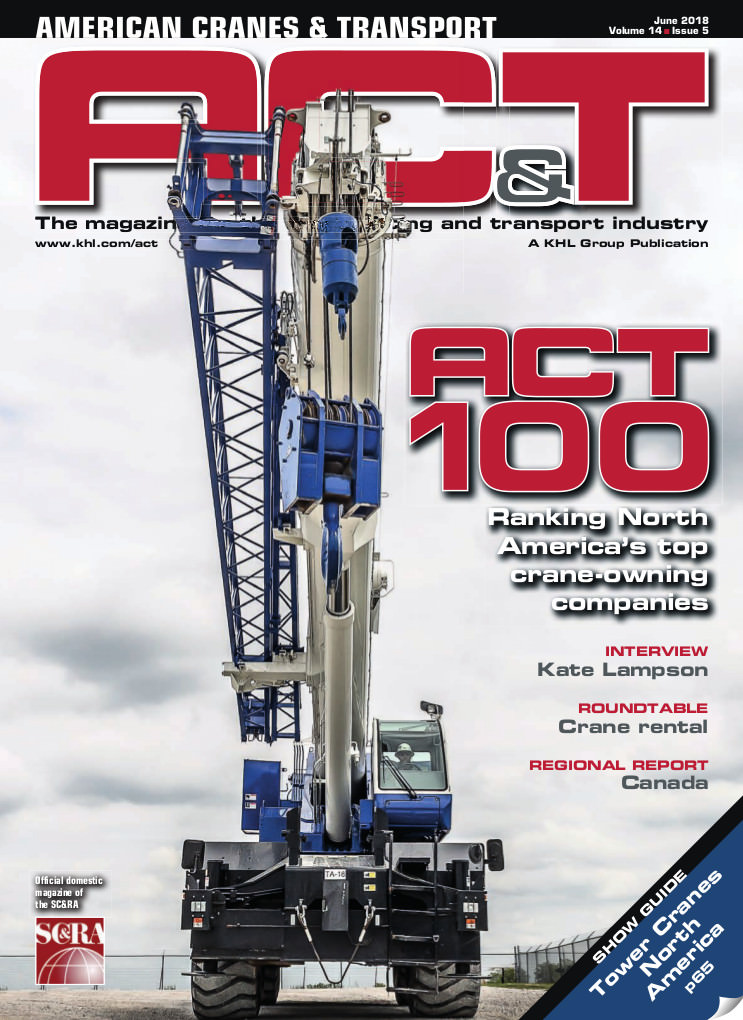 2018 ACT100 North American crane company rankings cover